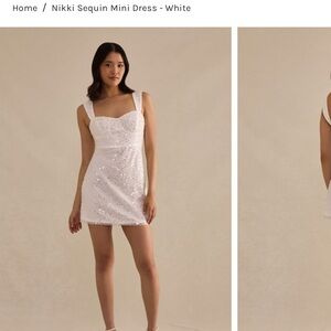 Nikki Sequin Mini Dress - White BIRDY GREY